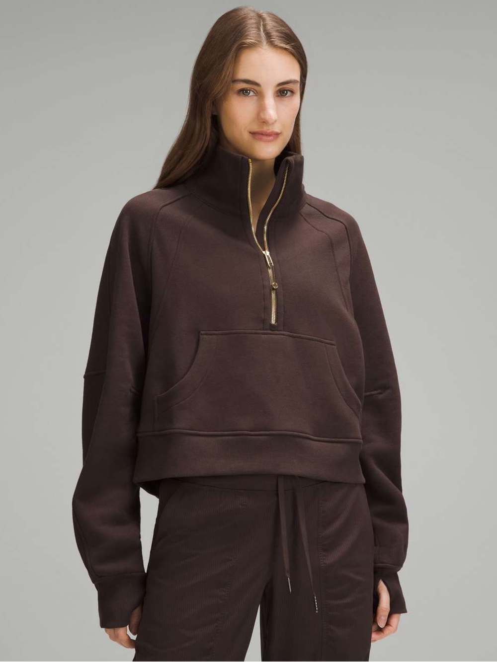 Lululemon Scuba Oversized Funnel-Neck Half Zip Espresso & Gold